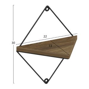 Wall shelves 2-piece set Everleigh, black metal-melamine in natural color 22x13x30cm (hm8951,11)