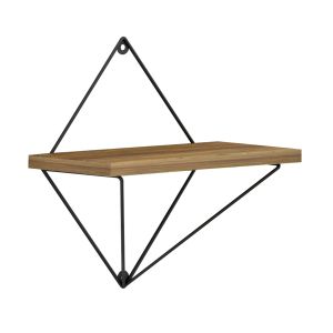 Wall shelves 2 pieces set Zannard, black metal-melamine in natural color 30x14x30cm (hm8929,11)