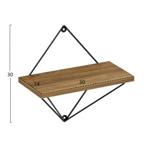 Wall shelves 2 pieces set Zannard, black metal-melamine in natural color 30x14x30cm (hm8929,11)