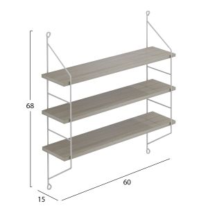 Achala wall shelves, melamine in Sonoma with white shelf 60x15x68cm (hm9185,15)