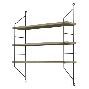 Achala wall shelves, melamine in olive gray 60x15x68cm (hm9185,12)
