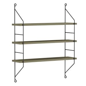 Achala wall shelves, melamine in olive gray 60x15x68cm (hm9185,12)