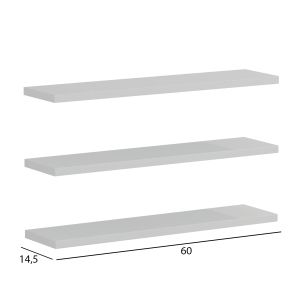 Cassius wall shelves, white melamine 60x14.5cm (hm8966.11)