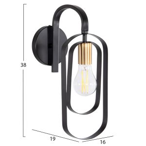 Wall lamp Biut Hm7443.11 metal in black - gold 16x19x38cm.