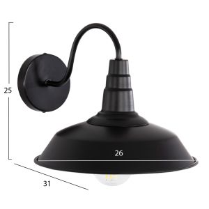 Wall lamp Dono Hm4478 metal in black 26x31x25cm.