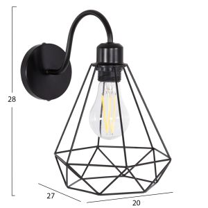 Wall lamp Milid Hm4468 metal in black 20x27x28cm.