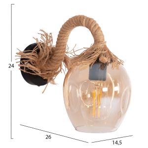 Wall lamp Popper Hm4481 metal - rope - glass 14.5x26x24cm.