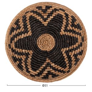 Wall decor, round, mendong grass in natural-black color Ф51x6cm (hm7863)