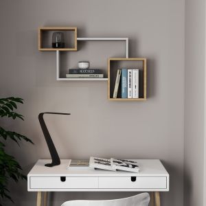 Wall shelf Beldra in natural white color 84x15x57.8 cm