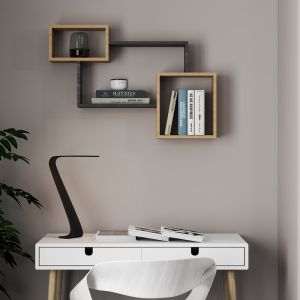 Wall shelf Beldra in natural and marble color 84x15x57.8 cm