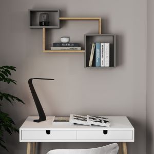 Wall shelf Beldra in natural cement-gray color 84x15x57.8 cm