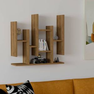 Bemba wall shelf in walnut color 70x19.6x68.8cm