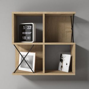 Wall shelf Hm9520.01 melamine in natural oak color 60x24x60hcm
