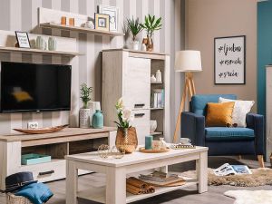 Wall shelf Kent Zp gray oak-white oak 120x19x22cm Knt