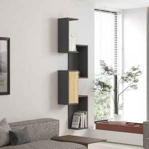 Kongo wall shelf in oak-anthracite shade 44x20x159cm