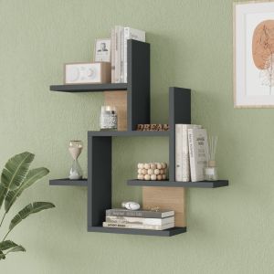 Nogara wall shelf in natural anthracite shade 62.6x14.5x66.2cm