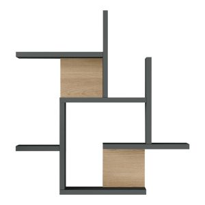 Nogara wall shelf in natural anthracite shade 62.6x14.5x66.2cm