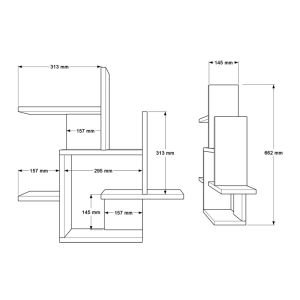 Nogara wall shelf in natural anthracite shade 62.6x14.5x66.2cm