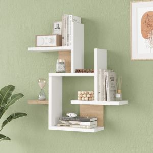Wall shelf Nogara in natural white shade 62.6x14.5x66.2cm