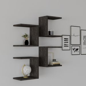 Wall shelf Perari 4pcs in dark walnut shade 30x19.6x30cm