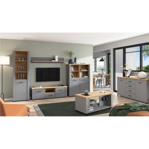 Wall shelf Valencia artisan oak - gray matte color 146*19.5*24cm Fma