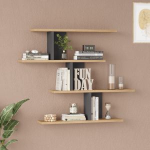 Wall shelf Zaka in natural anthracite 98.7x14.5x78cm