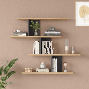 Wall shelf Zaka in natural anthracite 98.7x14.5x78cm