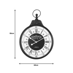 Wall clock Cloco metal in black shade 60x6x86cm