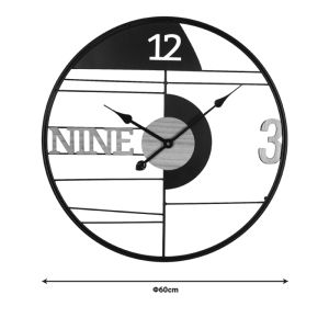 Wall clock Divoso Metal in black shade 60x3x60cm