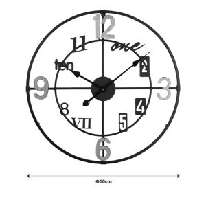 Wall clock Plusser metal in black shade 60x2.5x60cm