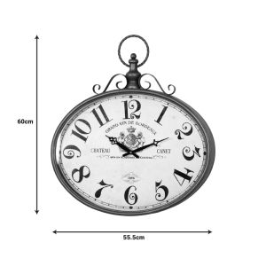 Metal wall clock in brown shade 55.5x6.5x60cm