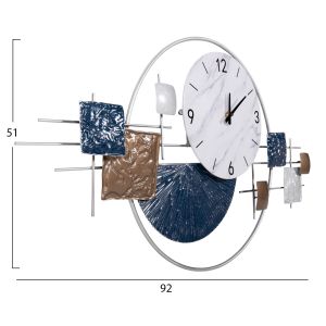 Wall clock metal in white with black hands and numbers 92x51cm Hm4209