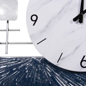 Wall clock metal in white with black hands and numbers 92x51cm Hm4209