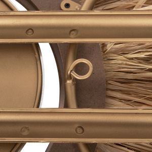 Wall clock metal and raffia fiber in earth tones 100x49cm Hm4200