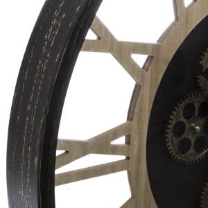 Wall clock, black-natural metal-MDF, D57x6cm
