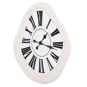 Wall clock Santorini series Hm4515 MDF in off-white-black dots and Latin numerals 58x2.5x61hcm.