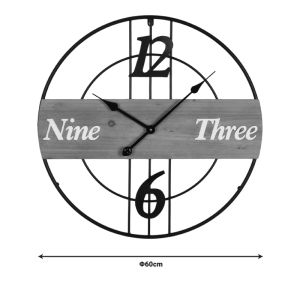 Wall clock metal tray in black shade 60x3x60cm