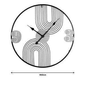 Wall clock, metal, black shade, 60x2.5x60cm