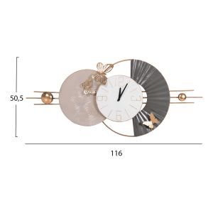 Wall clock, metal in white with black hands 116x7x50.5cm (hm4212)