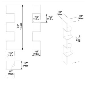 White wall shelf 29.5x29.5x155cm
