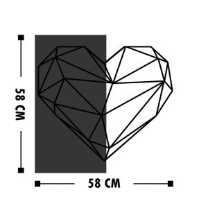 Стенна декорация Helie, борово дърво, естествен цвят и черен метал 58x3x58см