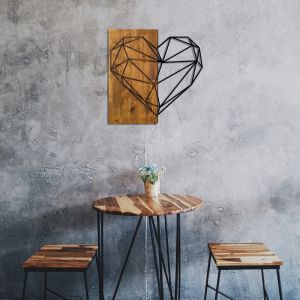 Стенна декорация Helie, борово дърво, естествен цвят и черен метал 58x3x58см