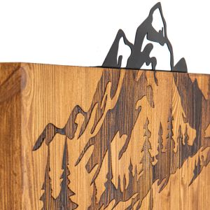 Стенна декорация Mounten борово дърво в естествен цвят и черен метал 57.5x3x33см