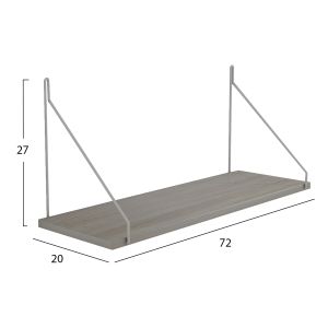 Wall shelf Agilan Hm9183,14 made of melamine, sonoma color/white metal 72x20x27hcm