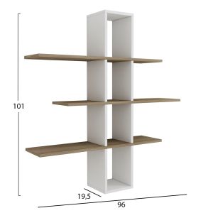 Wall shelf Dominic Hm8976,11 made of melamine, white/natural color 96x19.5x101hcm