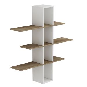 Wall shelf Dominic Hm8976,11 made of melamine, white/natural color 96x19.5x101hcm