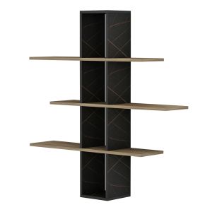 Wall shelf Dominic Hm8976,13 made of melamine natural color/black marble 96x19.5x101hcm