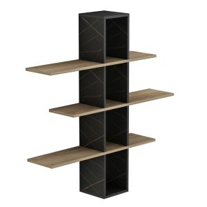 Wall shelf Dominic Hm8976,13 made of melamine natural color/black marble 96x19.5x101hcm