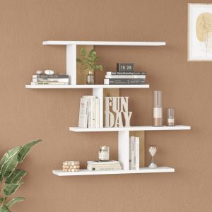Zaka wall shelf in natural white 98.7x14.5x78cm