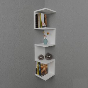 Wall shelf Zigzag white melamine 25x25x109cm